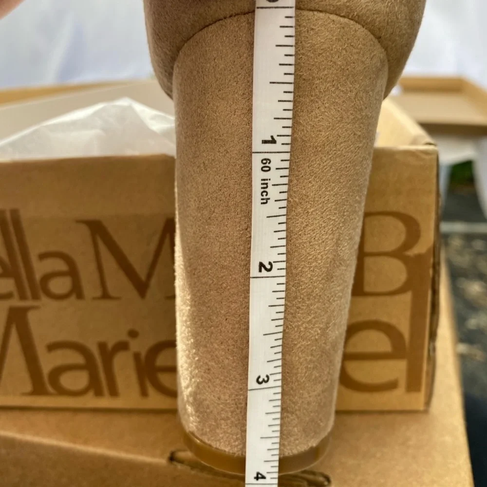 Bella Marie Ankle Strap Sandal Shirley Taupe Faux Suede Heels Size 8.5